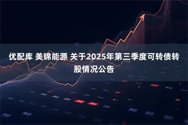 优配库 美锦能源 关于2025年第三季度可转债转股情况公告