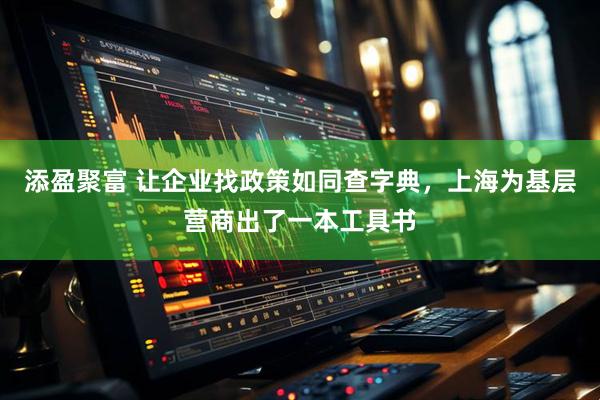 添盈聚富 让企业找政策如同查字典，上海为基层营商出了一本工具书